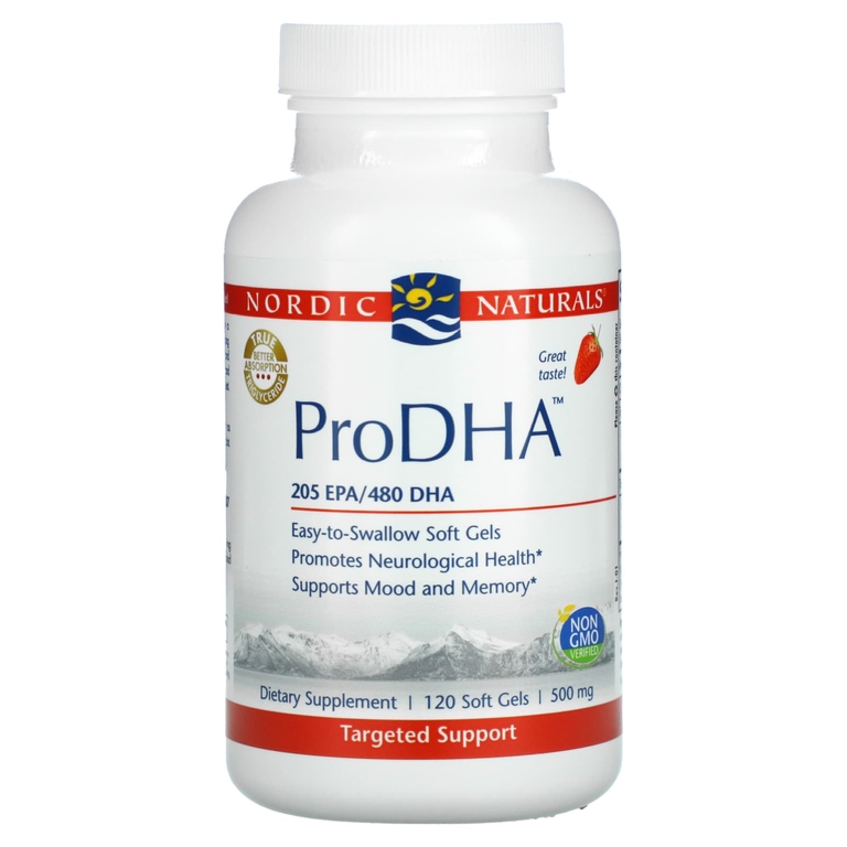 Nordic Naturals, проДГК, клубника, 500 мг, 120 капсул (250 мг в 1 капсуле)