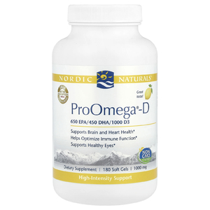 Nordic Naturals, ProOmega-D, со вкусом лимона, 1000 мг, 180 капсул (500 мг в 1 капсуле)