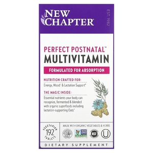 New Chapter, Perfect Postnatal, мультивитаминный комплекс, 192 вегетарианских таблеток