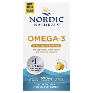 Nordic Naturals, омега-3, со вкусом лимона, 60 капсул (345 мг в 1 капсуле)
