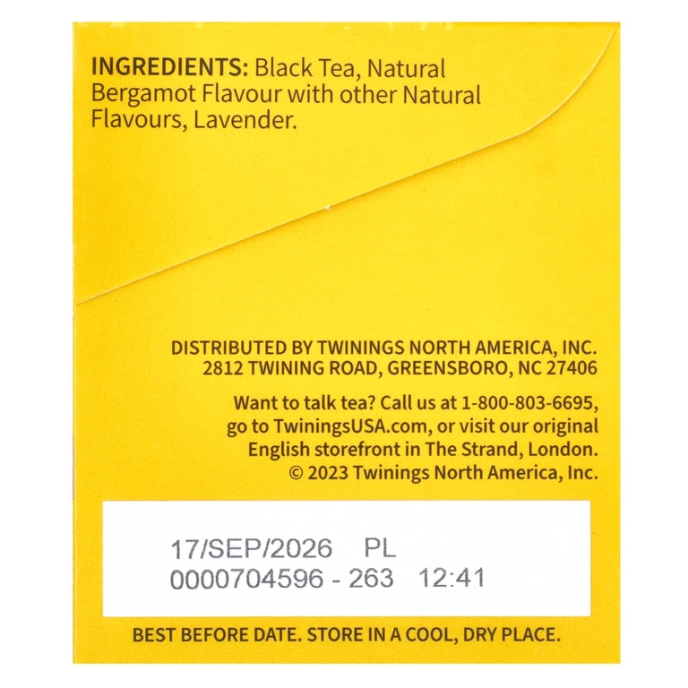Twinings, "Эрл Грей", черный чай с ароматом лаванды, 20 чайных пакетиков, 1,41 унции (40 г)