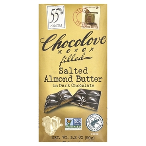 Chocolove, соленая миндальная паста в темном шоколаде, 55% какао, 90 г (3,2 унции)