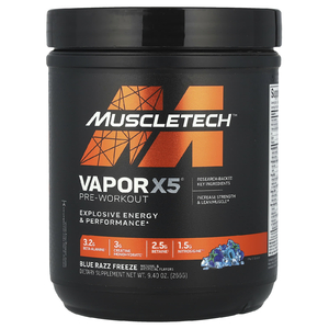 MuscleTech, VaporX5, Next Gen, предтренировочный комплекс, со вкусом Blue Razz Freeze, 266 г (9,40 унции)