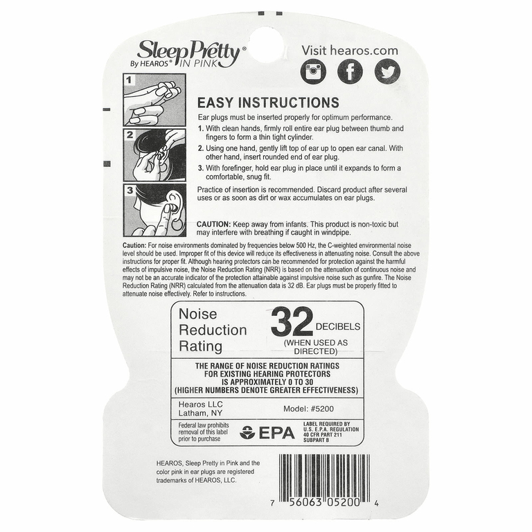 Hearos, Беруши, Sleep Pretty®, розовый, NRR 32, 14 пар