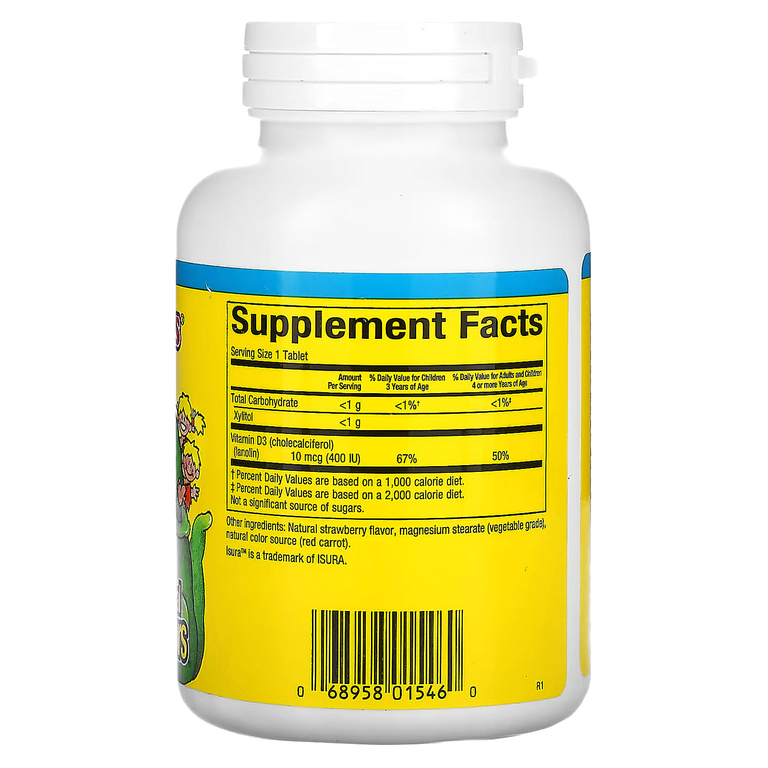 Natural Factors, Big Friends, жевательный витамин D3, ягодный вкус, 10 мкг, 250 жевательных таблеток