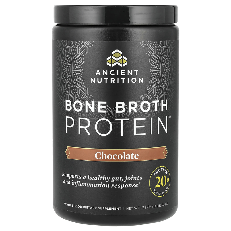 Ancient Nutrition, протеин из костного бульона, шоколад, 504 г (1,1 фунта)