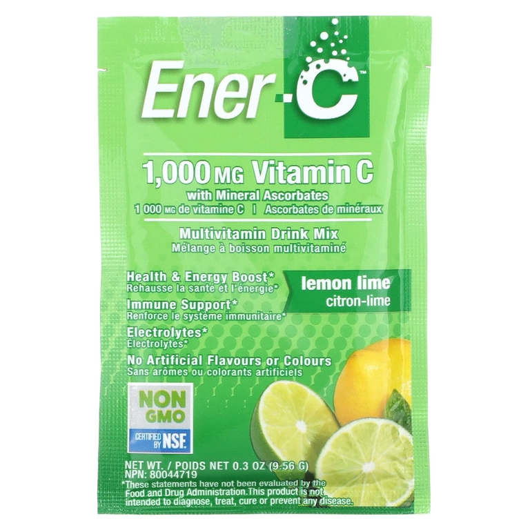 Ener-C, витамин C, смесь для приготовления мультивитаминного напитка со вкусом лайма и лимона, 1000 мг, 30 пакетиков, 9,56 г (0,3 унции) в каждом