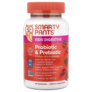 SmartyPants, Kids Digestive, пребиотики и пробиотики для детей, клубника, 60 жевательных таблеток