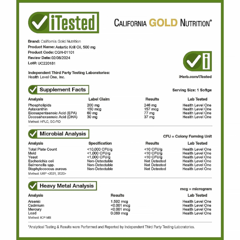 California Gold Nutrition, масло антарктического криля, комплекс фосфолипидов из омега-3 с астаксантином, натуральный вкус клубники и лимона, 500 мг, 120 капсул из рыбьего желатина
