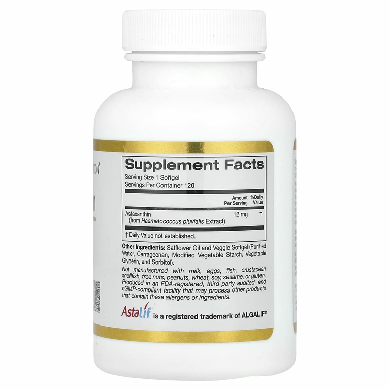 California Gold Nutrition, Astalif, чистый исландский астаксантин, 12 мг, 120 растительных капсул
