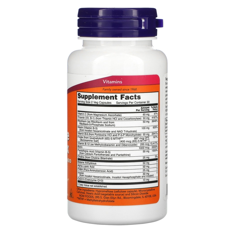 NOW Foods, комплекс коферментов группы B, 60 вегетарианских капсул