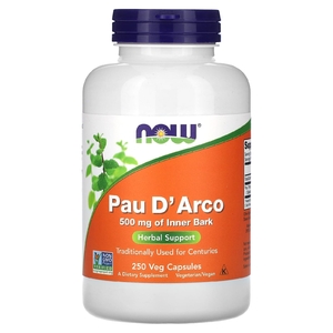 NOW Foods, Pau D 'Arco, 1000 мг, 250 растительных капсул (500 мг на капсулу)