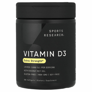 Sports Research, витамин D3, 125 мкг (5000 МЕ), 360 капсул