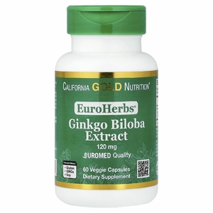 California Gold Nutrition, экстракт гинкго билоба, 120 мг, 60 растительных капсул