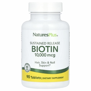 NaturesPlus, биотин длительного высвобождения, 10 000 мкг, 90 таблеток