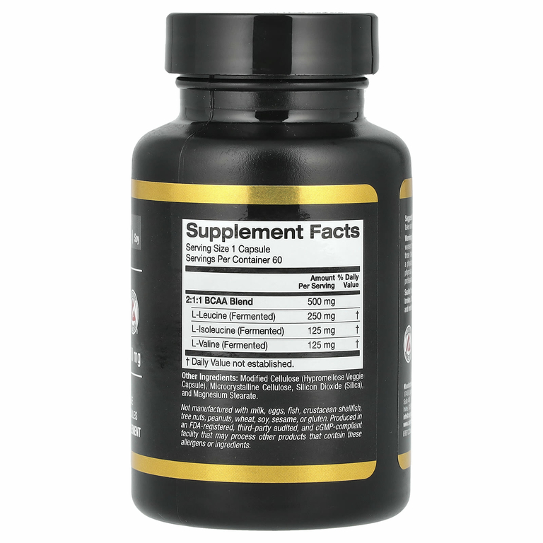 California Gold Nutrition, BCAA, аминокислоты с разветвленной цепью AjiPure®, 500 мг, 60 растительных капсул