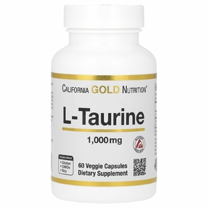 California Gold Nutrition, L-таурин, AjiPure, 1000 мг, 60 растительных капсул