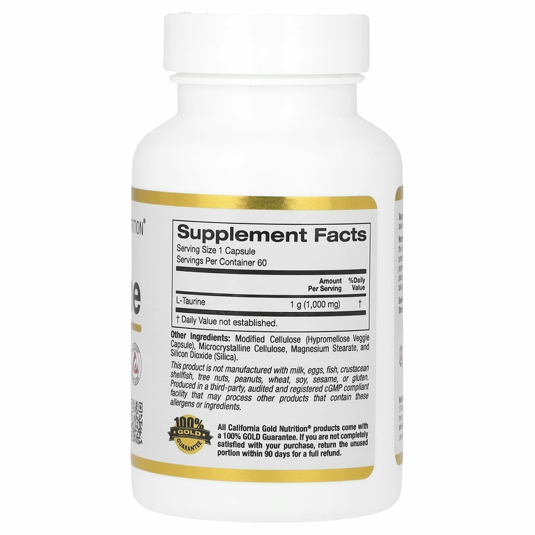 California Gold Nutrition, L-таурин, AjiPure, 1000 мг, 60 растительных капсул