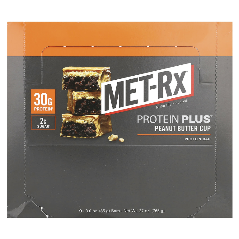 MET-Rx, Protein Plus Bar, батончик с арахисовой пастой, 9 шт. по 85 г (3 унции)