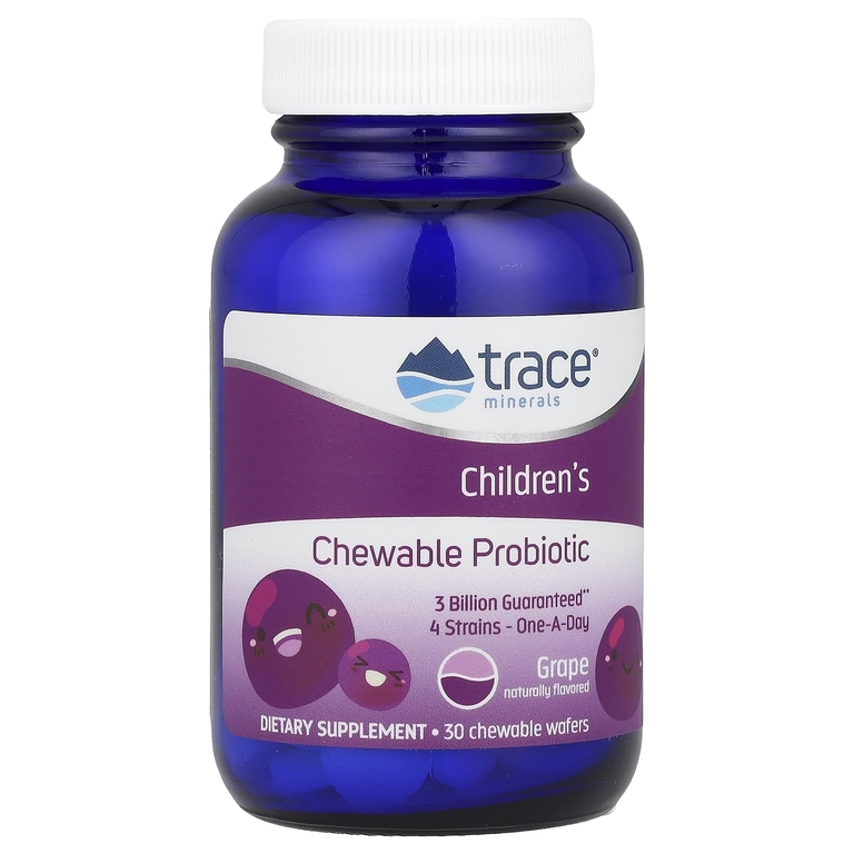 Trace Minerals ®, Детский жевательный пробиотик, виноград Конкорд, 30 жевательных вафель