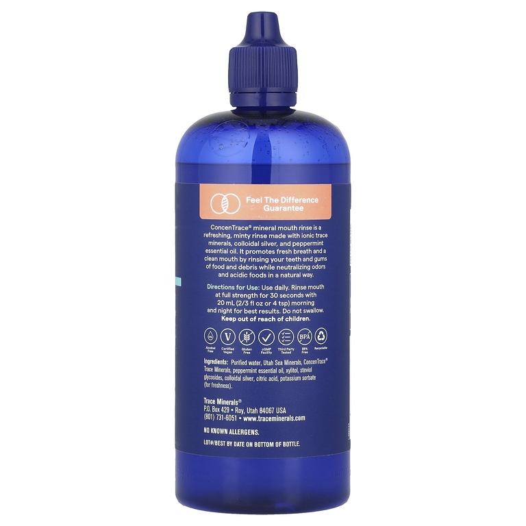 Trace Minerals ®, ConcenTrace®, минеральное ополаскиватель для полости рта, без спирта, мята, 296 мл (10 жидк. унц.)