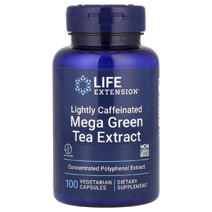 Life Extension, Мега экстракт зеленого чая, с легким кофеином, 725 мг, 100 вегетарианских капсул