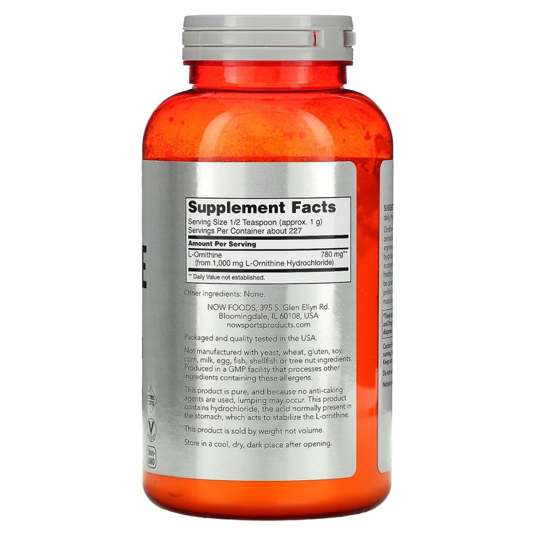 NOW Foods, Sports, L-орнитин в виде порошка, 227 г (8 унций)