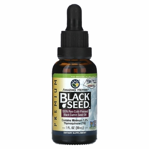 Amazing Herbs, Black Seed, 100% чистое масло семян черного тмина холодного отжима, 30 мл (1 жидк. унц.)