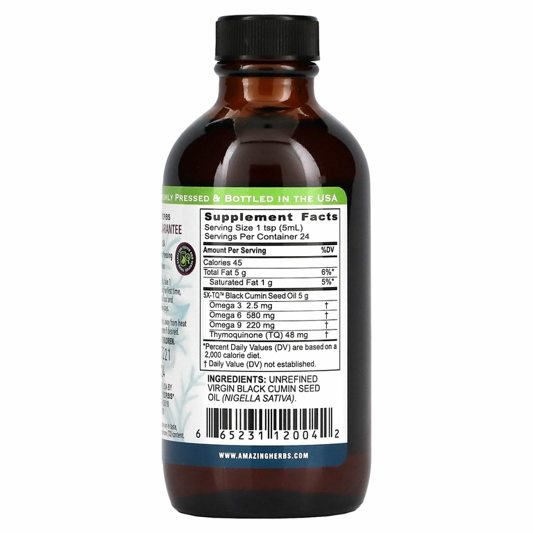 Amazing Herbs, Black Seed, на 100% чистое масло холодного отжима из семян черного тмина, 120 мл (4 жидк. унции)