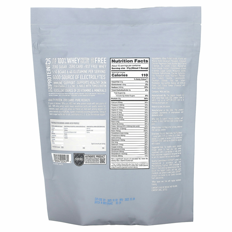 Isopure, протеиновый порошок без углеводов, печенье и сливки, 454 г (1 фунт)