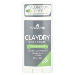 Zion Health, дезодорант ClayDry для мужчин, сандаловое дерево, 80 г (2,8 унции)