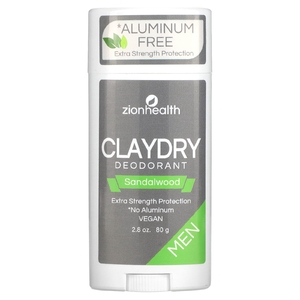 Zion Health, Мужской дезодорант ClayDry, сандал, 80 г (2,8 унции)