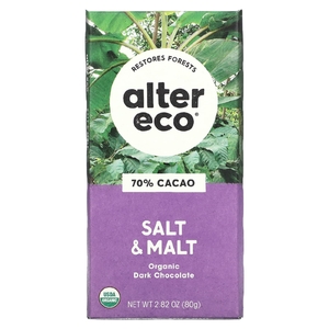 Alter Eco, органический темный шоколад, с солью и солодом, 70% какао, 80 г (2,82 унции) (Товар снят с продажи) 