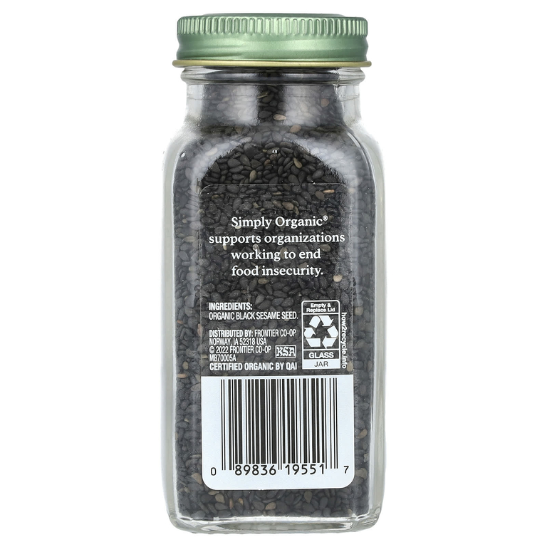 Simply Organic, Органическое, черное семя кунжута, 3,28 унции (93 г)