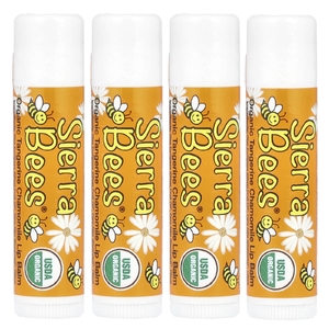Sierra Bees, Органические бальзамы для губ, мандарин и ромашка, 4 шт. в упаковке, 0,15 унции (4,25 г) каждый