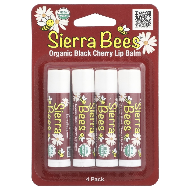 Sierra Bees, Органические бальзамы для губ, с запахом черешни, 4 в упаковке, 4,25 г (15 унций) каждый