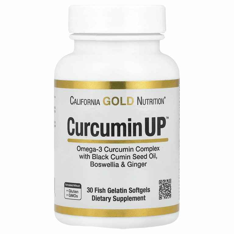 California Gold Nutrition, CurcuminUP, комплекс с омега-3 и куркумином, для подвижности и комфорта в работе суставов, 30 капсул из рыбьего желатина