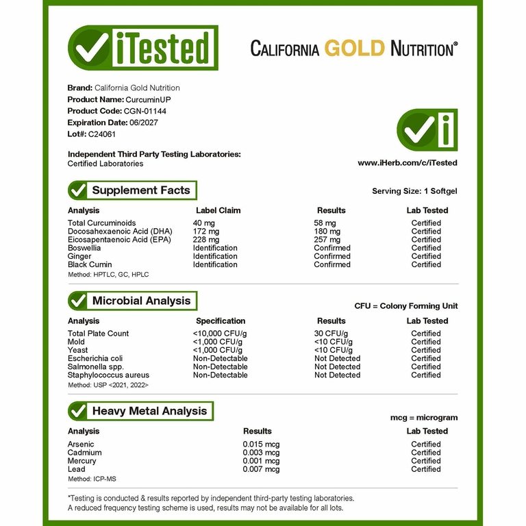 California Gold Nutrition, CurcuminUP, комплекс с омега-3 и куркумином, для подвижности и комфорта в работе суставов, 30 капсул из рыбьего желатина