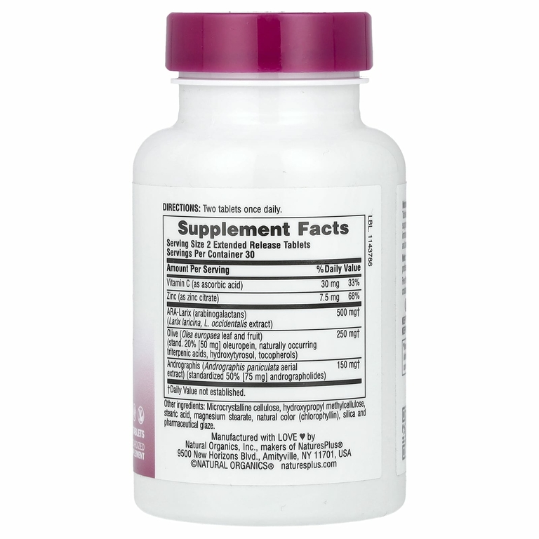 NaturesPlus, Herbal Actives, Tri-Immune ™ с длительным высвобождением, 60 таблеток