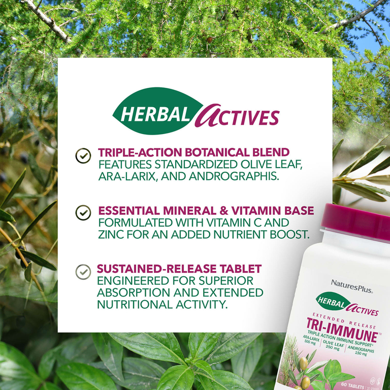 NaturesPlus, Поддержка иммунитета тройного действия с длительным высвобождением, 60 таблеток