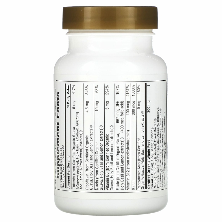 NaturesPlus, Source of Life Garden, сертифицированный органический комплекс витаминов группы B, 60 растительных капсул