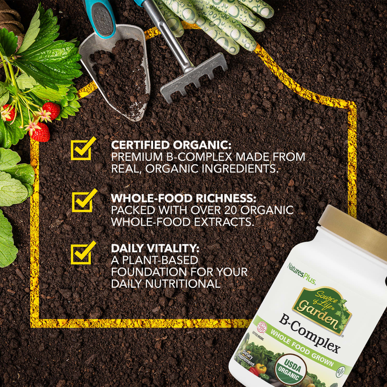 NaturesPlus, комплекс витаминов группы B, 60 растительных капсул
