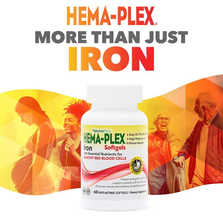 NaturesPlus, Hema-Plex, комплекс с железом, 60 капсул быстрого действия