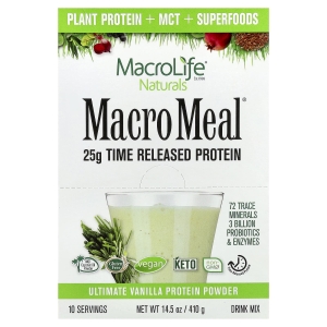 Macrolife Naturals, Macro Meal®, протеиновый порошок, со вкусом ванили, 10 пакетиков по 41 г (1,4 унции) (Товар снят с продажи) 
