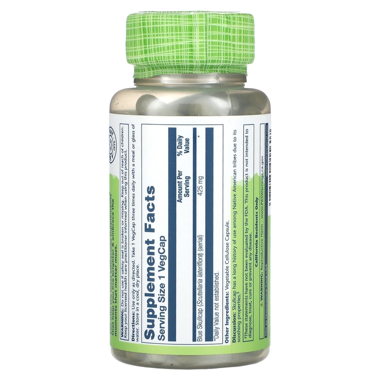 Solaray, True Herbs, синяя тюбетейка, 425 мг, 100 вегетарианских капсул