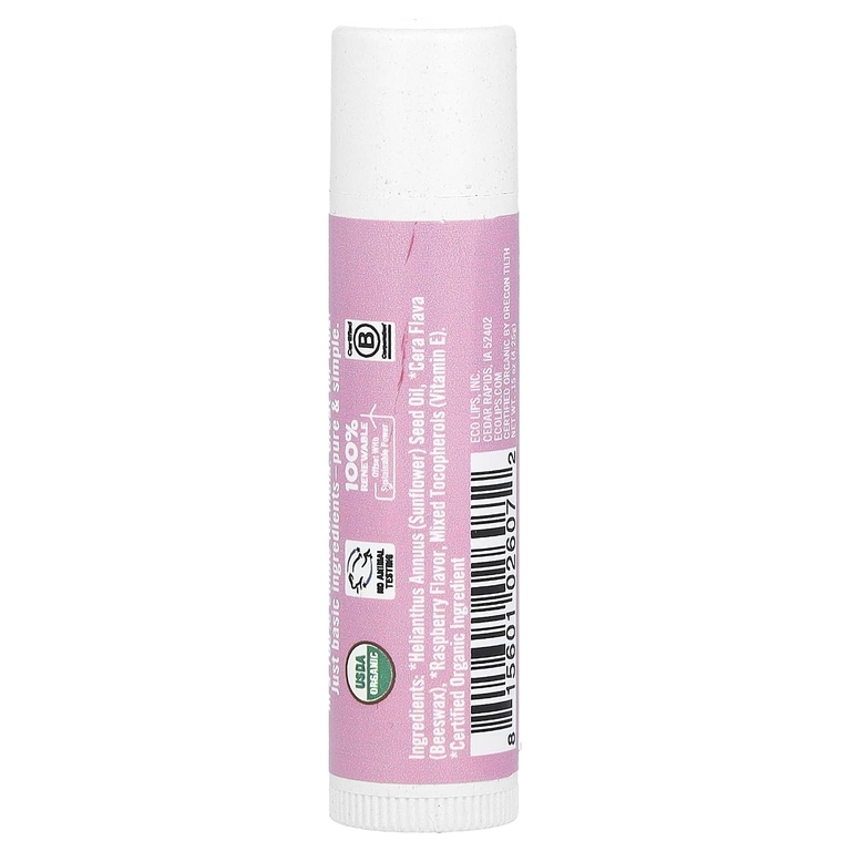 Eco Lips, Pure & Simple, бальзам для губ, малина, 4,25 г (0,15 унции)