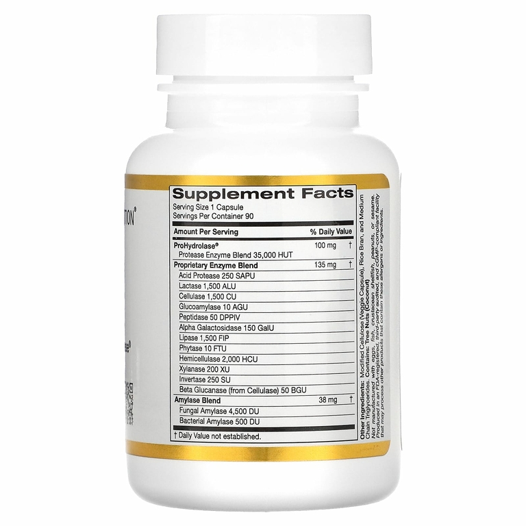 California Gold Nutrition, пищеварительные ферменты, широкого спектра, 90 растительных капсул