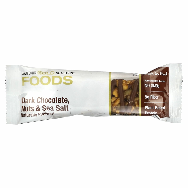California Gold Nutrition, Foods, батончики с темным шоколадом, орехами и морской солью, 12 шт. по 40 г (1,4 унции)