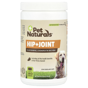 Pet Naturals, Hip + Joint, добавка для поддержки здоровья суставов, для кошек и собак, около 160 жевательных таблеток, 240 г (8,46 унции)