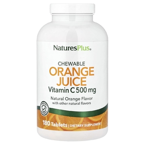 NaturesPlus, жевательный апельсиновый сок, витамин C, натуральный апельсин, 180 таблеток